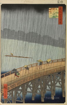 Utagawa Hiroshige Painting - Lluvia repentina sobre el puente Shin Ohashi en Atake desde cien vistas de Edo Utagawa Hiroshige Ukiyoe